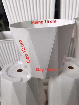 Chậu Nhựa Để Bàn Kim Cương Trắng 15 x 12 LOẠI 1 DÀY ĐẸP Chậu Nhựa Để Bàn Kim Cương Trắng 15 x 12 LOẠI 1 DÀY ĐẸP