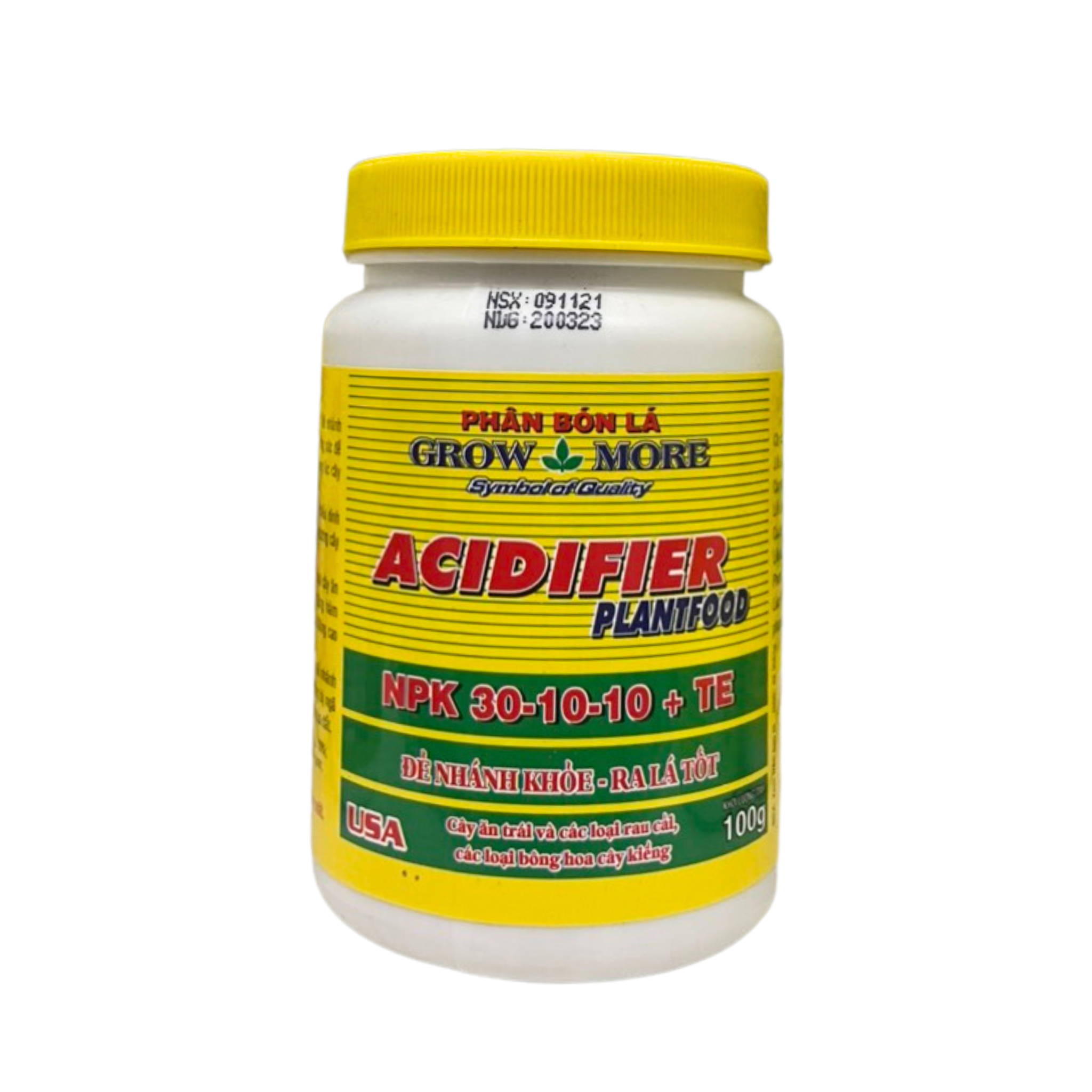 Phân bón lá Growmore Soil Acidifier 30-10-10+TE (100g) – Đẻ nhánh khỏe, xanh lá, tăng sức đề kháng cho cây trồng Phân bón lá Growmore Soil Acidifier 30-10-10+TE (100g) – Đẻ nhánh khỏe, xanh lá, tăng sức đề kháng cho cây trồng