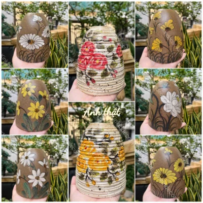 Lọ hoa dáng chuông mini decor vân ganh gốm sứ Bát Tràng