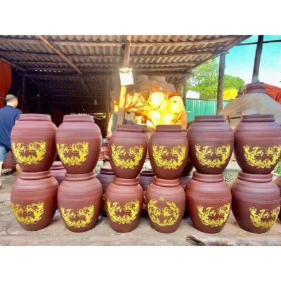 Chum ngâm rượu Bát Tràng không tráng men 1 nắp 5lít,10 lít,20lít,30 lít,40 lít,50 lít Tài Lộc Gốm Bát Tràng loại 1
