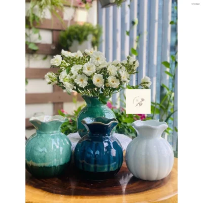 Lọ hoa decor gốm sứ trang trí nhỏ đẹp gốm bát tràng dáng quả lựu bình gốm cắm hoa