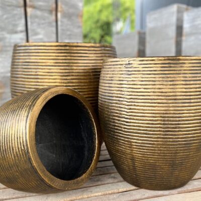 CHẬU XI MĂNG TRÒN TRỨNG SỌC NGANG