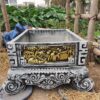 Chậu (ang) xi măng hình chữ nhật chữ nhật 90x60x45 họa tiết đúc nổi ấn tượng