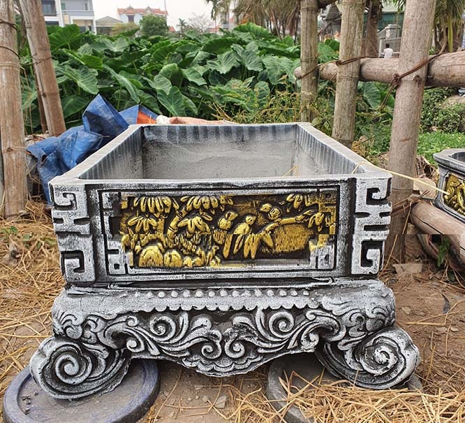 Chậu (ang) xi măng hình chữ nhật chữ nhật 90x60x45 họa tiết đúc nổi ấn tượng Chậu (ang) xi măng hình chữ nhật chữ nhật 90x60x45 họa tiết đúc nổi ấn tượng