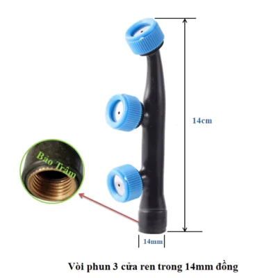 Béc phun tưới cây 3 đầu zen đồng 13mm BMC