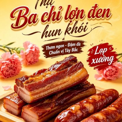 Thịt ba chỉ (lợn đen bản) gác bếp hun khói Tây Bắc  -1kg