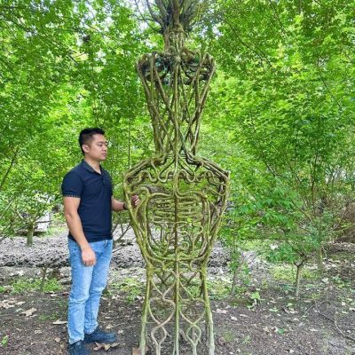 chậu " cây hoa Tường Vi bonsai  - mẫu hình chai nước hoa " nhập khẩu