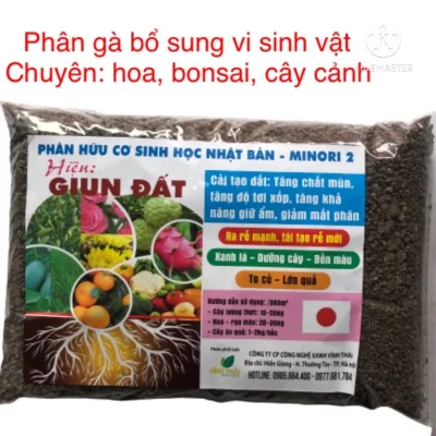 Phân bón Hữu Cơ Sinh Học Minori 2 Nhật bản gói 1kg cải tạo đất, tơi xốp đất, cung cấp dinh dưỡng cho cây trồng