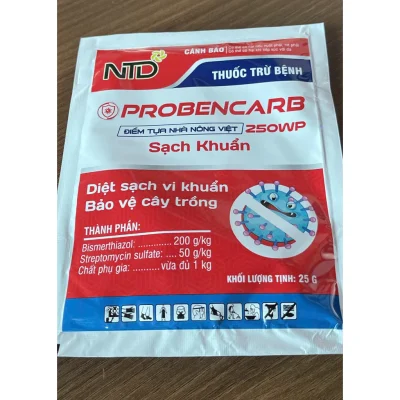 Thuốc trừ bênh sạch khuẩn Probencarb gói 25g, khuẩn đỏ đặc trị nấm khuẩn hại cây trồng, phòng ngừa thối nhũn, héo xanh, xoăn lá, bạc lá